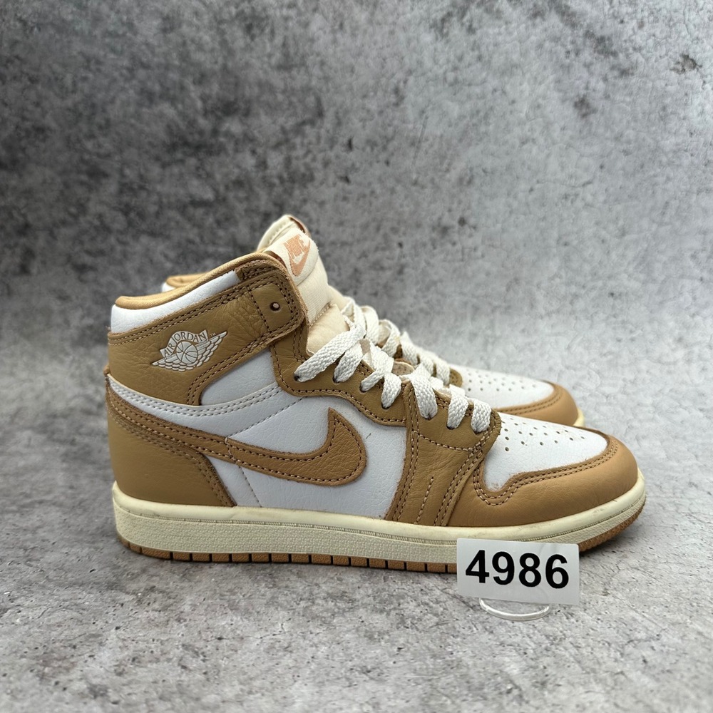 Jordan 1 Retro High OG PS Kids Size 1Y Praline FN6621-201 Tan White Sneakers